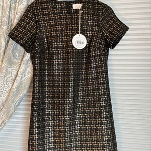 JB by Julie Brown Black Tweed Mini Dress with Gold & Cream Threading